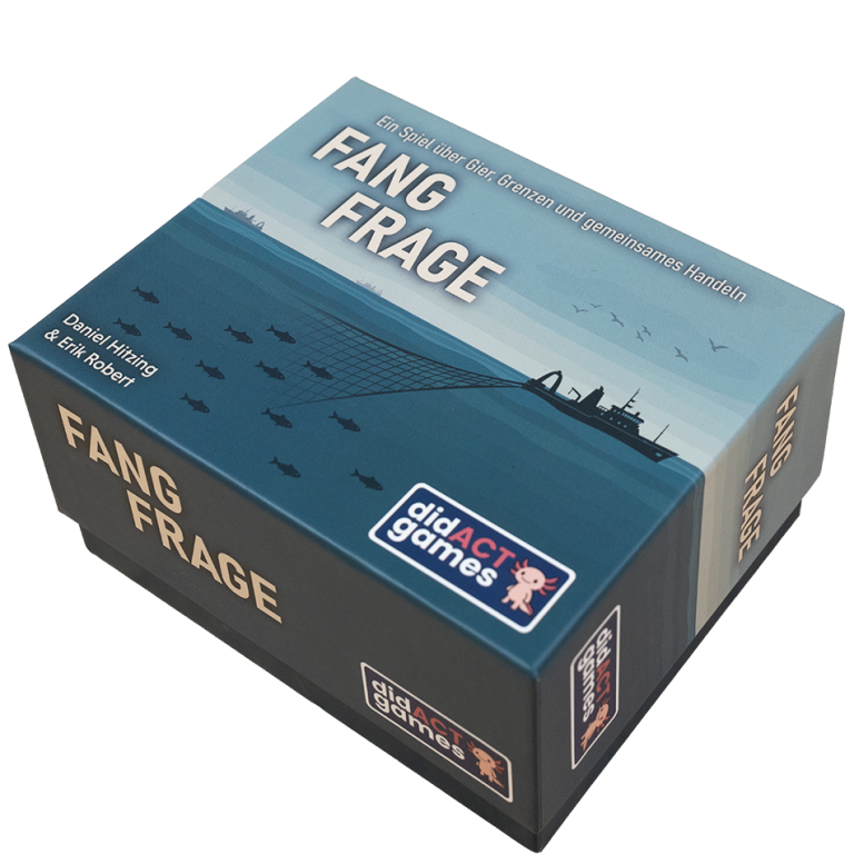 FangFrage Brettspiel mit dem Titel „FangFrage“ zum Thema Nachhaltigkeit